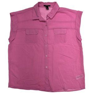 Forever 21 Sheer Sleeveless Buttoned Top (L)